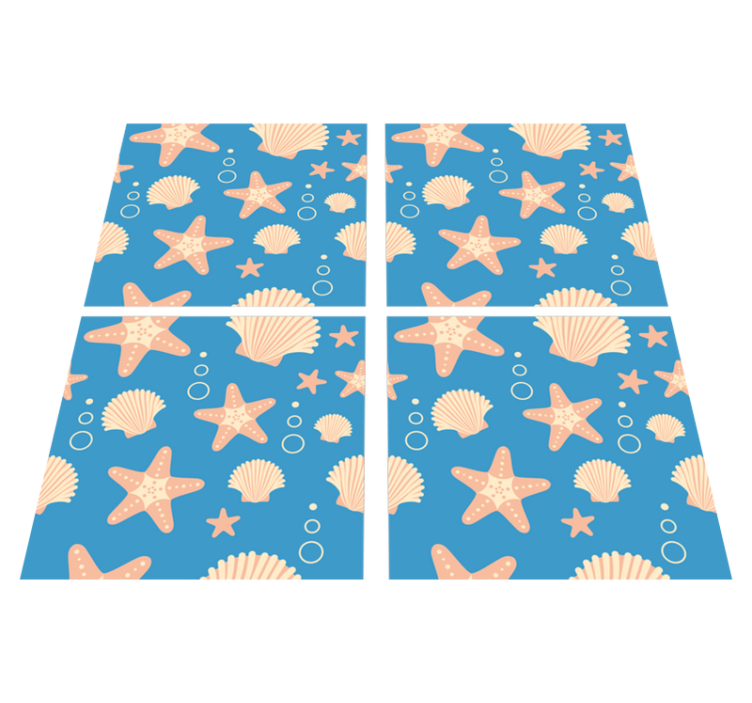 Tapis vinyle salle de bain poissons et coquillages - TenStickers