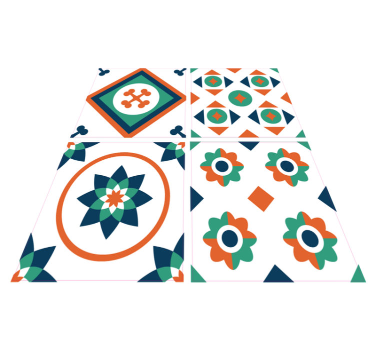 Tapis vinyle salle de bain carreaux géométriques - TenStickers