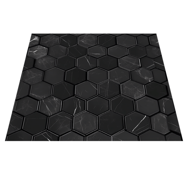 Tapis vinyle salle de bain hexagone noir - TenStickers