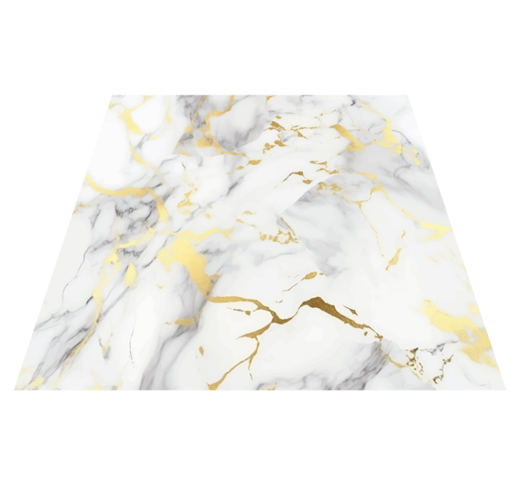 Tapis vinyle cuisine marbre blanc veines dorées - TenStickers