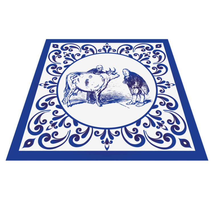 Tapis vinyle cuisine hommes et vache - TenStickers