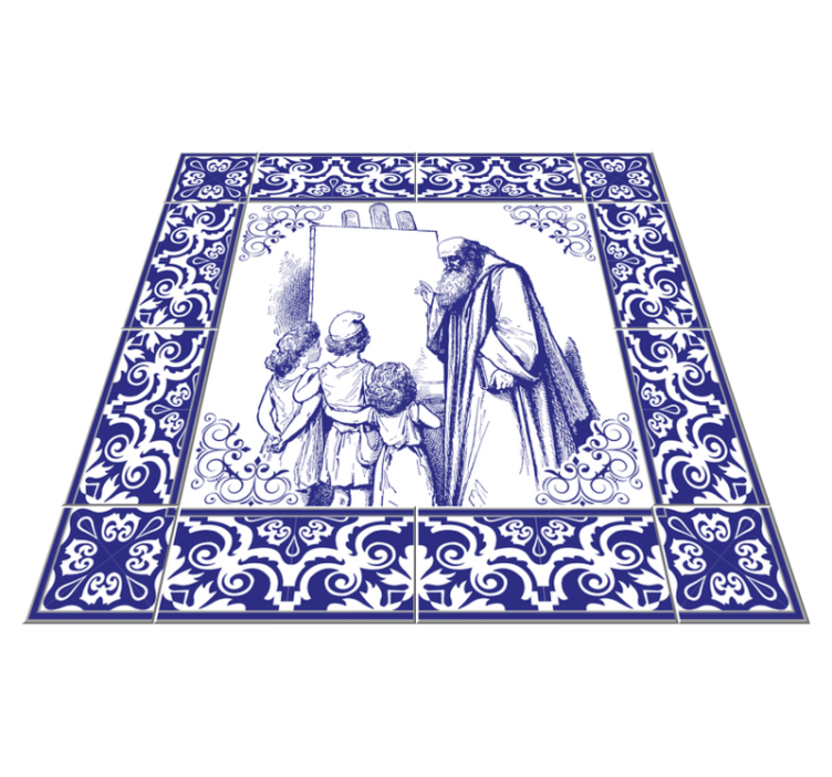 Tapis vinyle cuisine professeur delft bleu - TenStickers