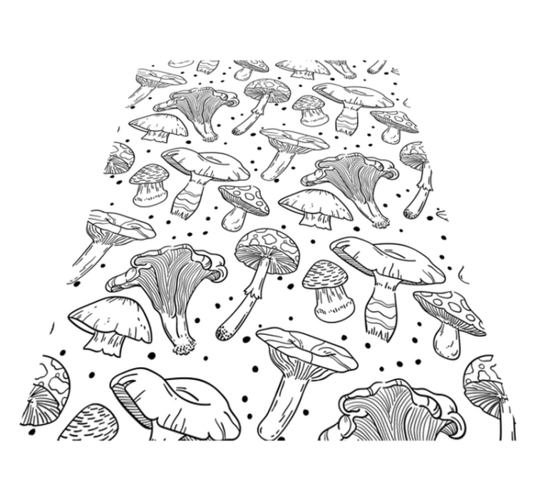 Tapis vinyle cuisine motif champignon monochrome dessiné - TenStickers