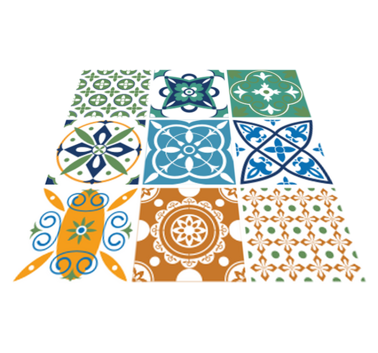 Tapis vinyle cuisine carrelage en porcelaine mixte - TenStickers