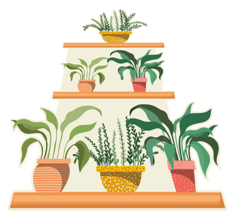Tapis vinyle cuisine étagère avec plantes aquarelle - TenStickers