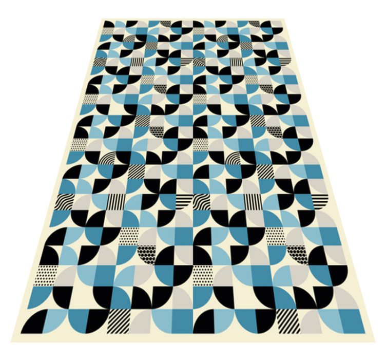 Tapis vinyle cuisine motif bauhaus bleu rétro - TenStickers