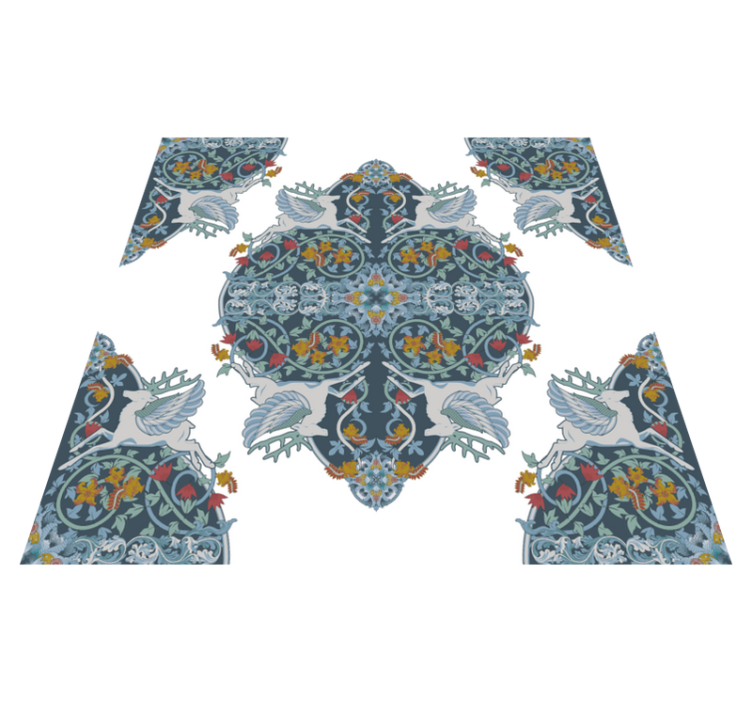 Tapis vinyle cuisine carreaux floraux vintage - TenStickers