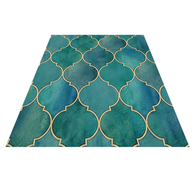 Tapis vinyle cuisine vert jade accents dorés - TenStickers