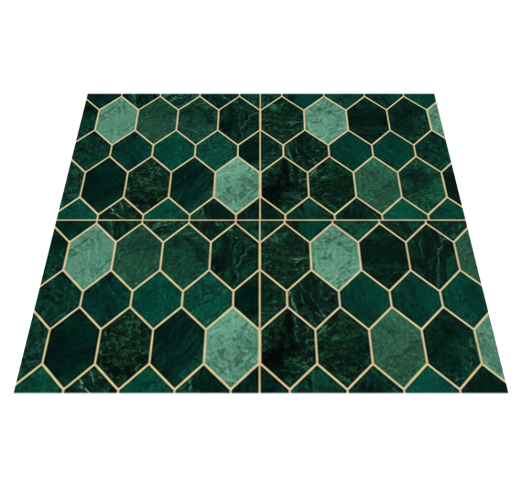 Tapis vinyle cuisine échelle verte contour doré - TenStickers