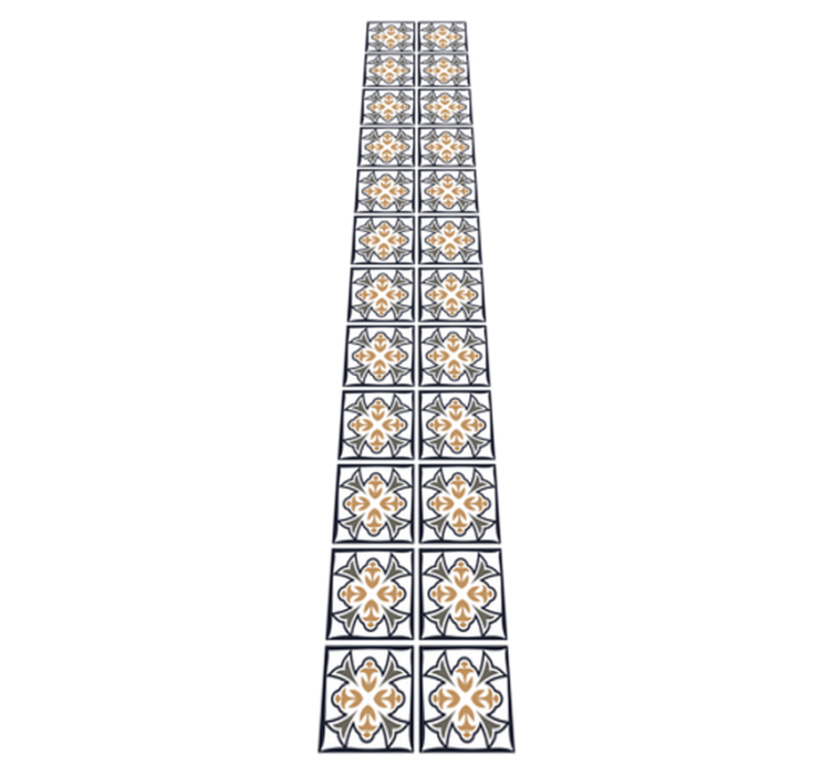 Tapis vinyle cuisine carreaux portugais beige et noir - TenStickers