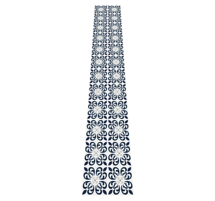 Tapis vinyle cuisine carreau portugais trèfle bleu foncé - TenStickers