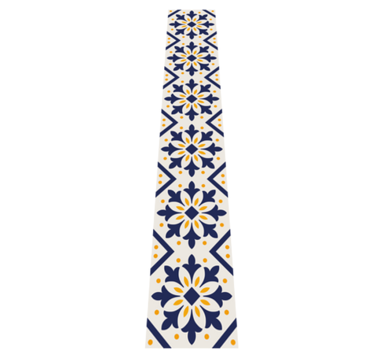 Tapis vinyle cuisine bleu avec carreaux jaunes portugais - TenStickers