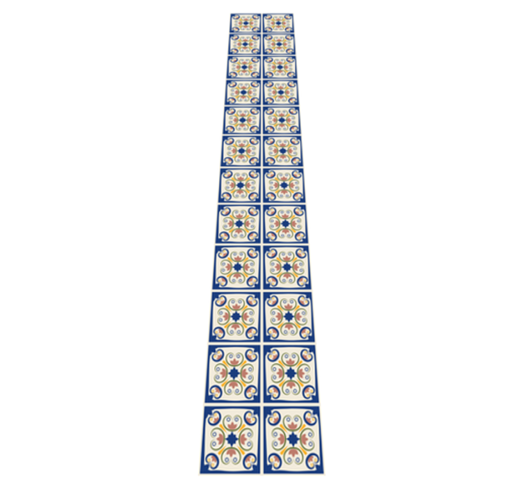 Tapis vinyle cuisine carreaux portugais fleurs roses - TenStickers