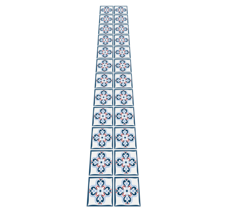Tapis vinyle cuisine carreaux portugais rouges et bleus - TenStickers