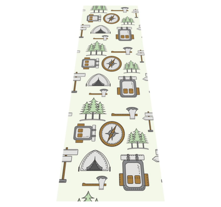 Tapis vinyle chambre sac de camping, bol, boussole - TenStickers