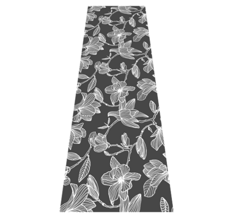 Tapis vinyle chambre design fleur de magnolia blanc et gris - TenStickers