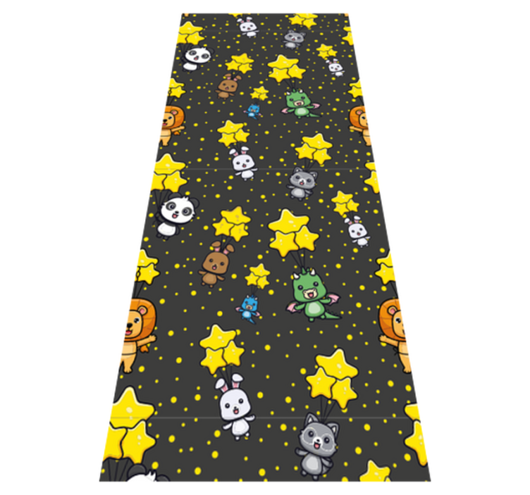 Tapis vinyle chambre animaux mignons volant sur des ballons - TenStickers
