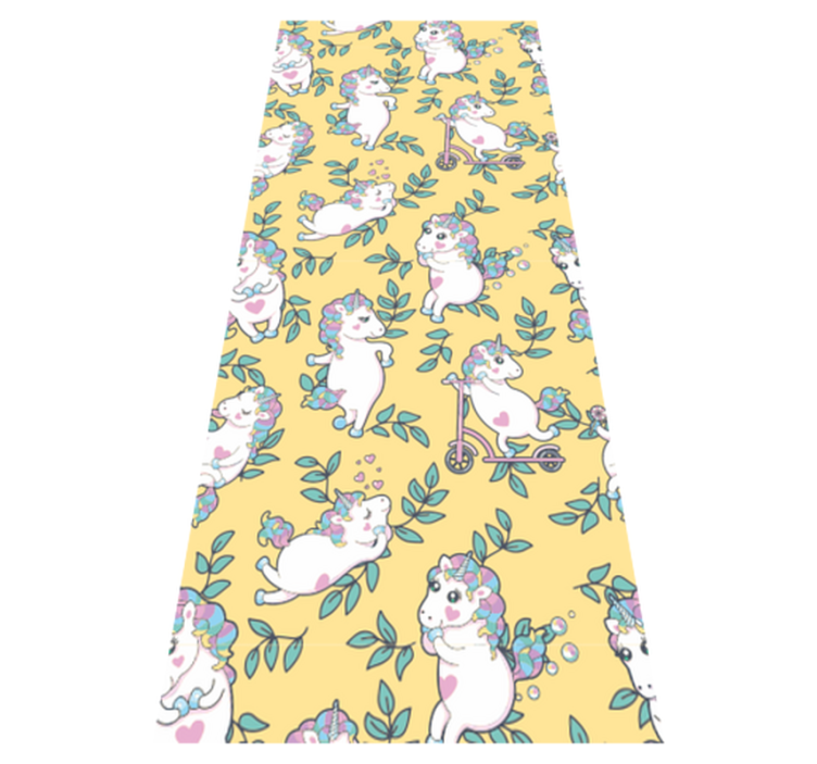 Tapis vinyle chambre motif licornes et feuilles vertes - TenStickers