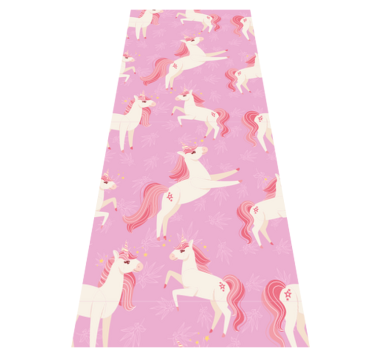 Tapis vinyle chambre licornes pastel avec plantes fleurs - TenStickers