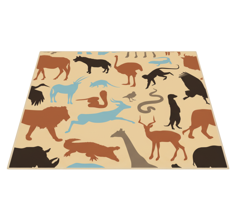 Tapis vinyle chambre silhouettes animaux safari - TenStickers
