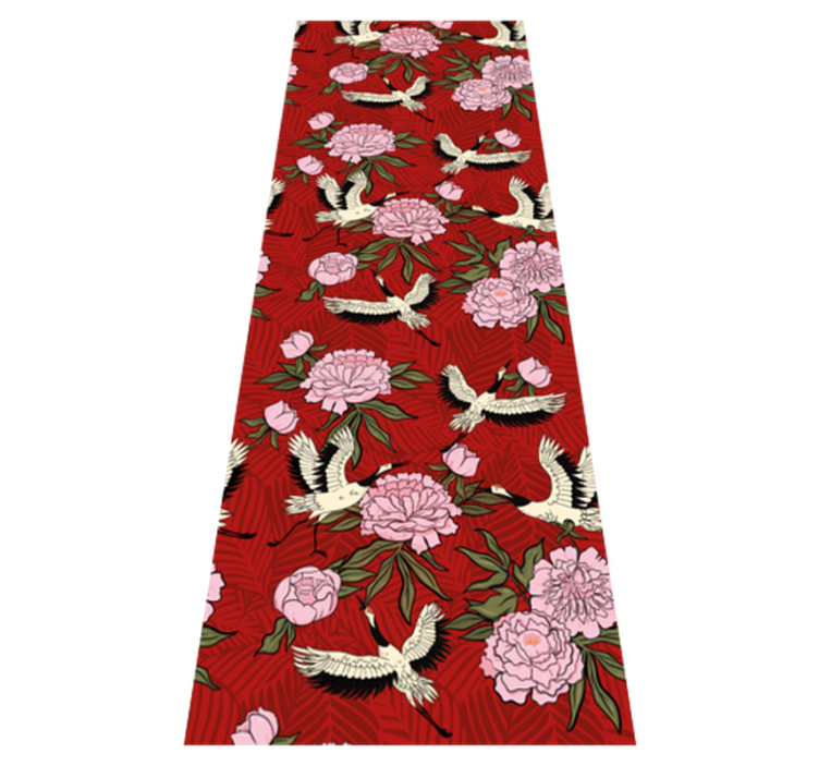 Tapis vinyle chambre oiseaux blancs sur motif tropical rouge - TenStickers
