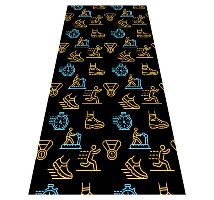 Tapis vinyle chambre icônes de course néon sur noir - TenStickers