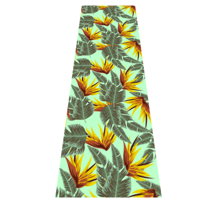 Tapis vinyle chambre feuilles tropicales vertes et jaunes - TenStickers