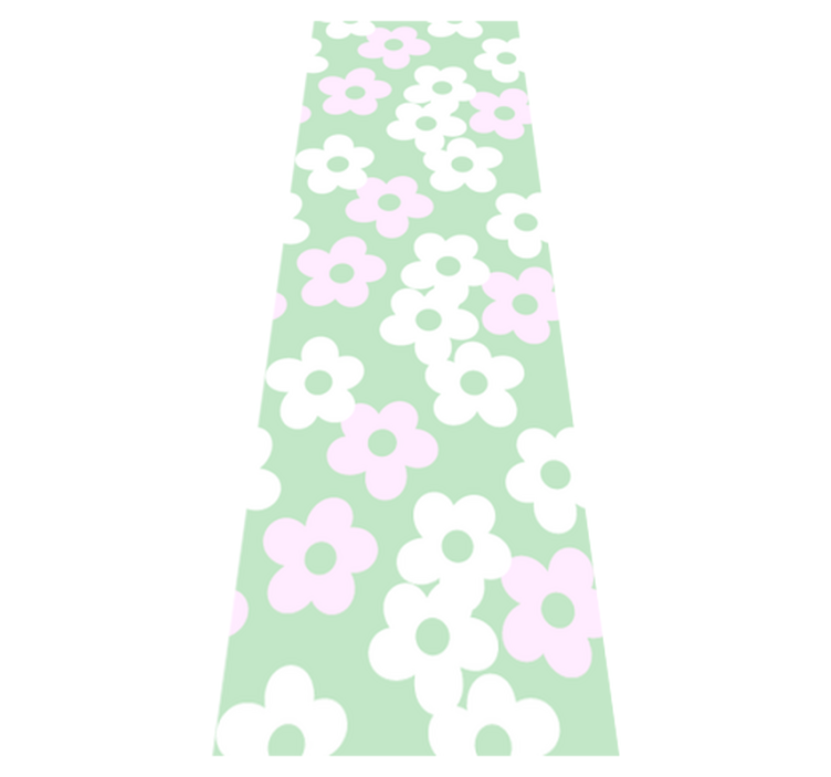 Tapis vinyle chambre vert avec fleurs blanches et roses - TenStickers