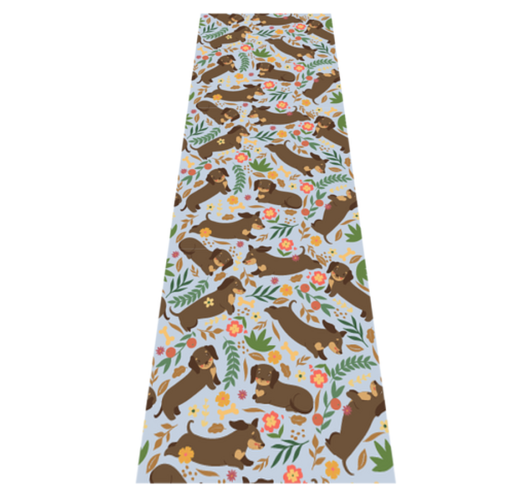 Tapis vinyle chambre motif teckel et fleurs - TenStickers