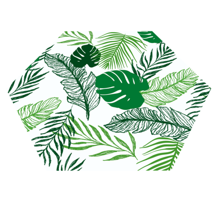 Tapis vinyle fleurs et plantes feuillage tropical hexagonal - TenStickers