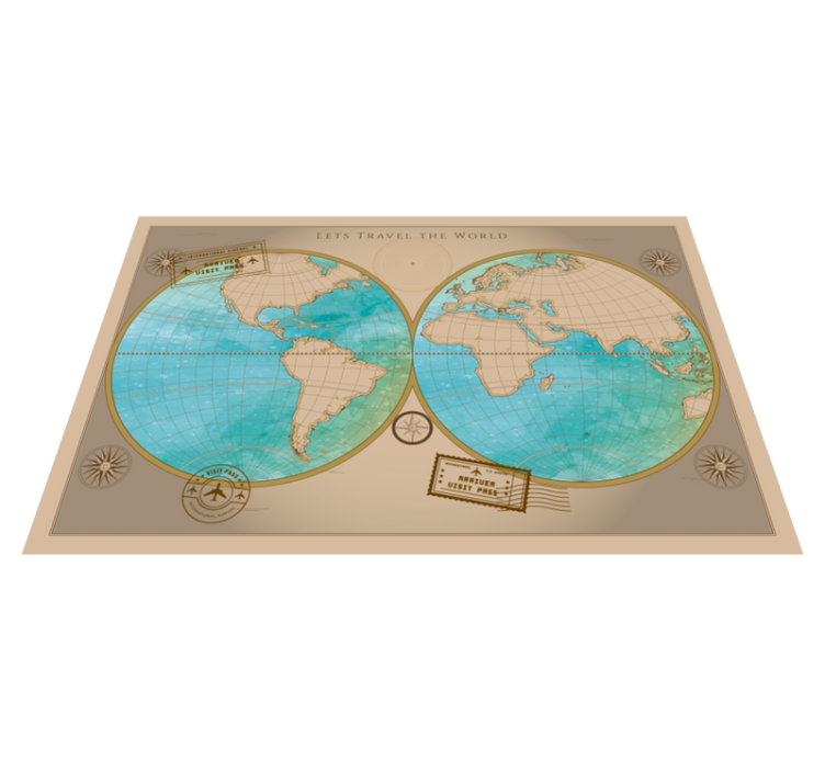 Tapis vinyle mappemonde décor de carte du monde - TenStickers
