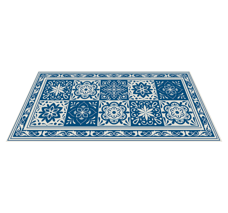 Tapis vinyle cuisine carreaux de ciment bleu classique - TenStickers