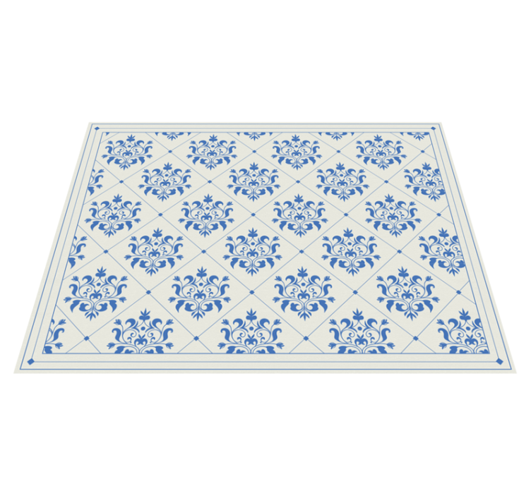 Tapis vinyle carreaux de ciment bleu ornemental - TenStickers