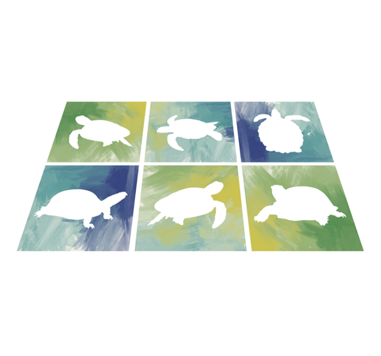 Tapis vinyle animal mosaïque de silhouette de tortue - TenStickers