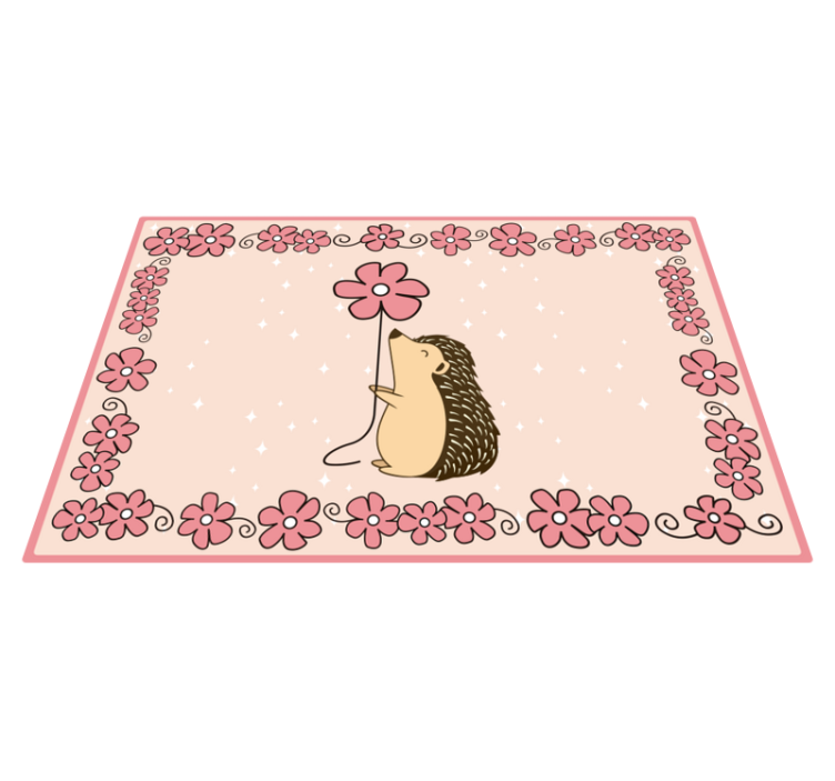 Tapis vinyle chambre bébé hérisson floral - TenStickers