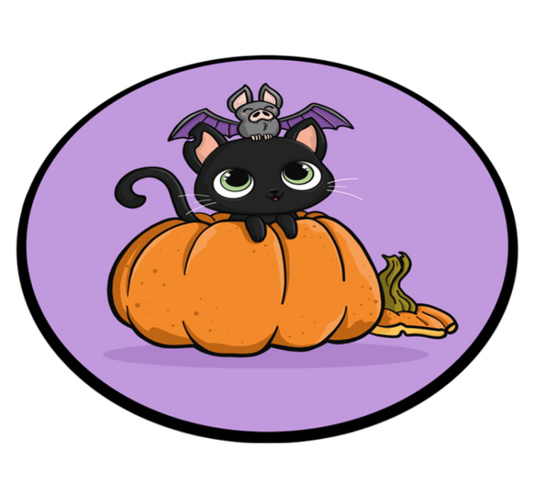 Tapis vinyle halloween chat chauve-souris halloween - TenStickers