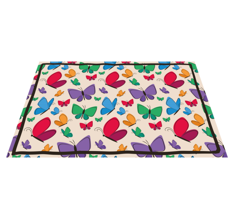 Tapis vinyle fleurs et plantes abondance de papillons - TenStickers