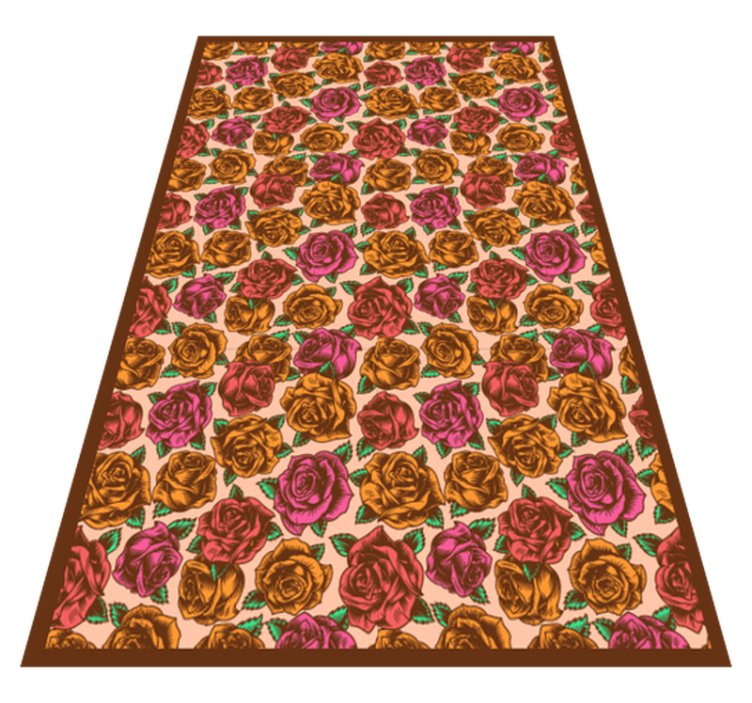 Tapis vinyle fleurs et plantes à motifs roses - TenStickers
