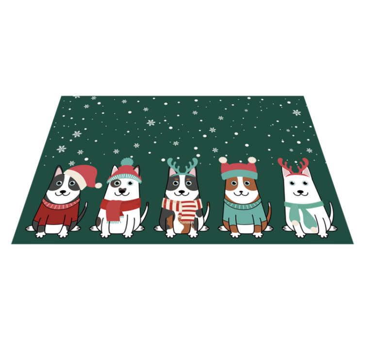 Tapis vinyle noël ensemble de chiens festifs - TenStickers