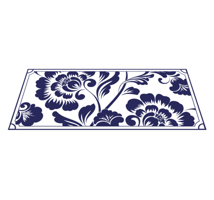 Tapis vinyle fleurs et plantes motif floral bleu marine - TenStickers