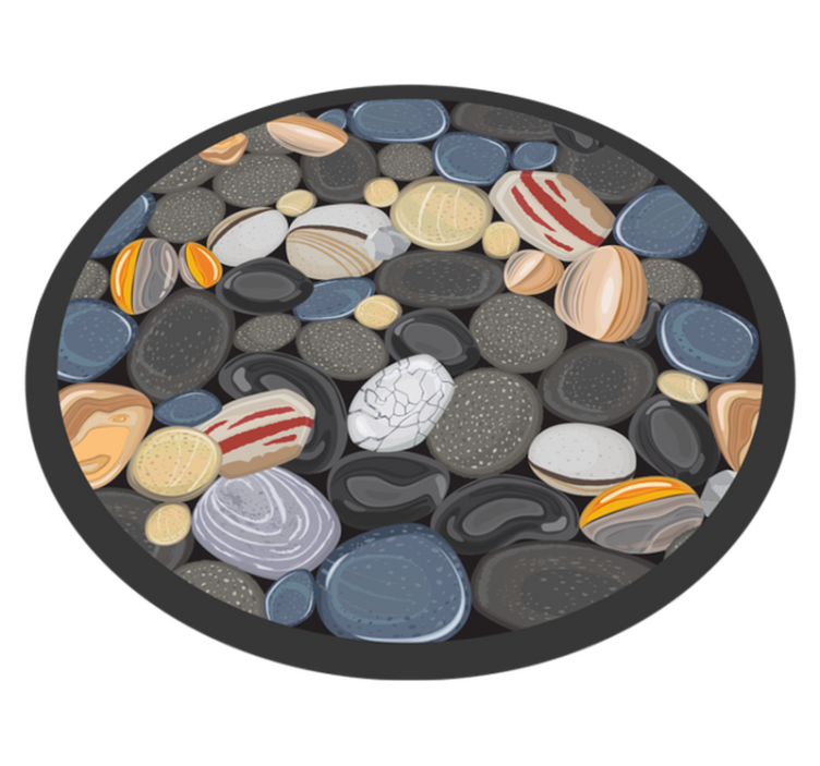 Tapis vinyle rond mosaïque de galets - TenStickers