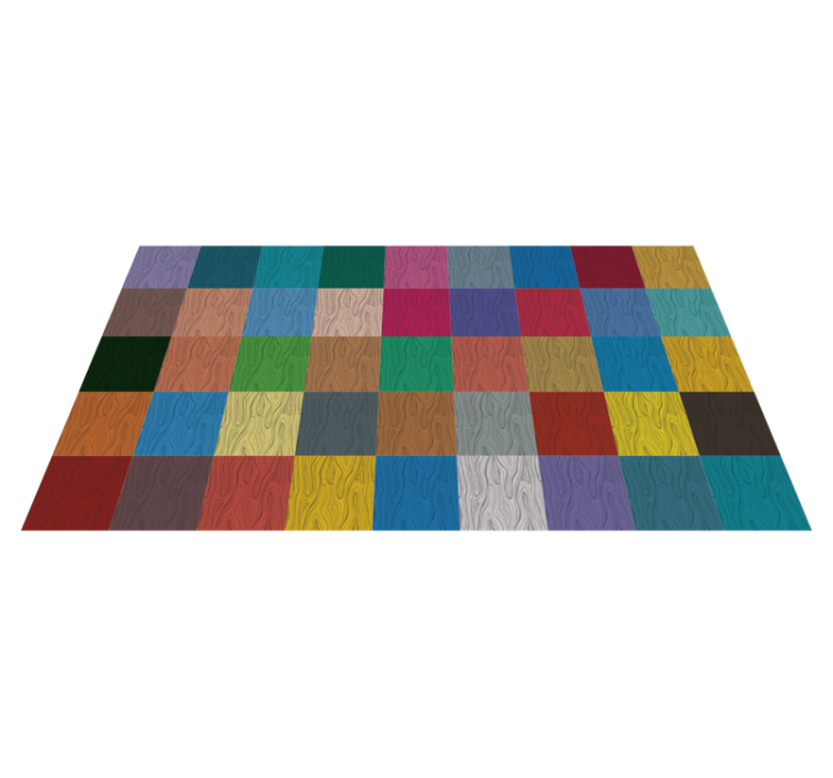 Tapis vinyle imitation parquet damier multicolore - TenStickers
