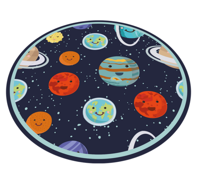 Tapis vinyle pour enfants cercle de planètes souriantes - TenStickers