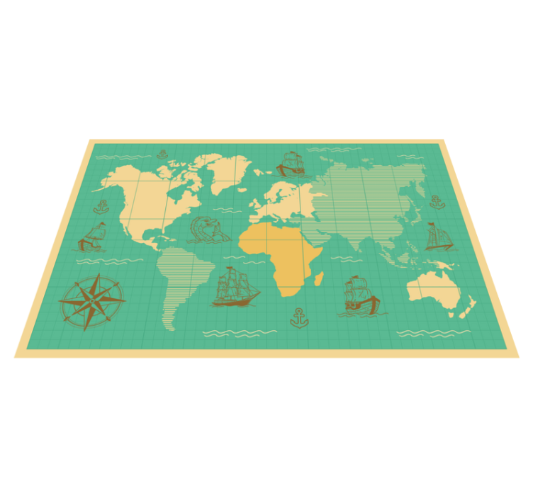 Tapis vinyle carte du monde exploration nautique - TenStickers