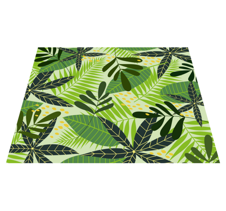 tapis vinyle salon Feuilles vertes - TenStickers