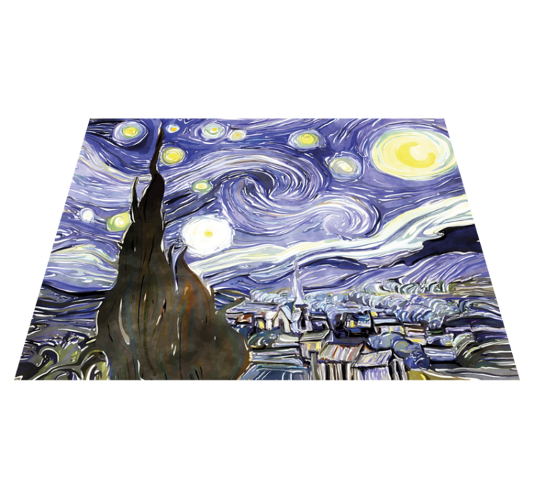 Tapis vinyle vintage interprétation de la nuit étoilée - TenStickers