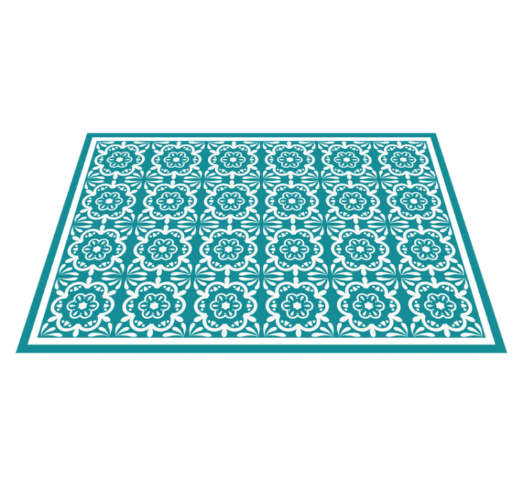 Tapis cuisine motif floral sarcelle - TenStickers