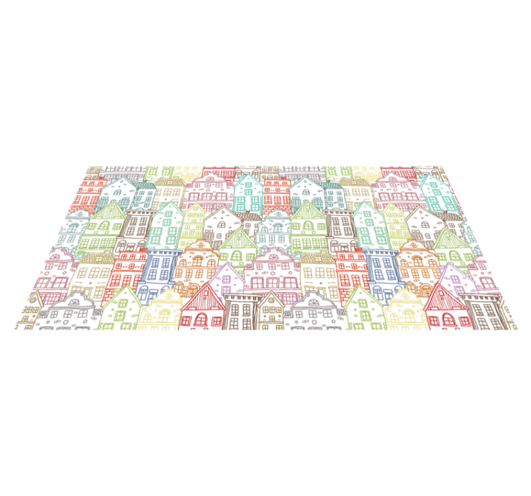 Tapis vinyle cuisine dessins de maisons - TenStickers