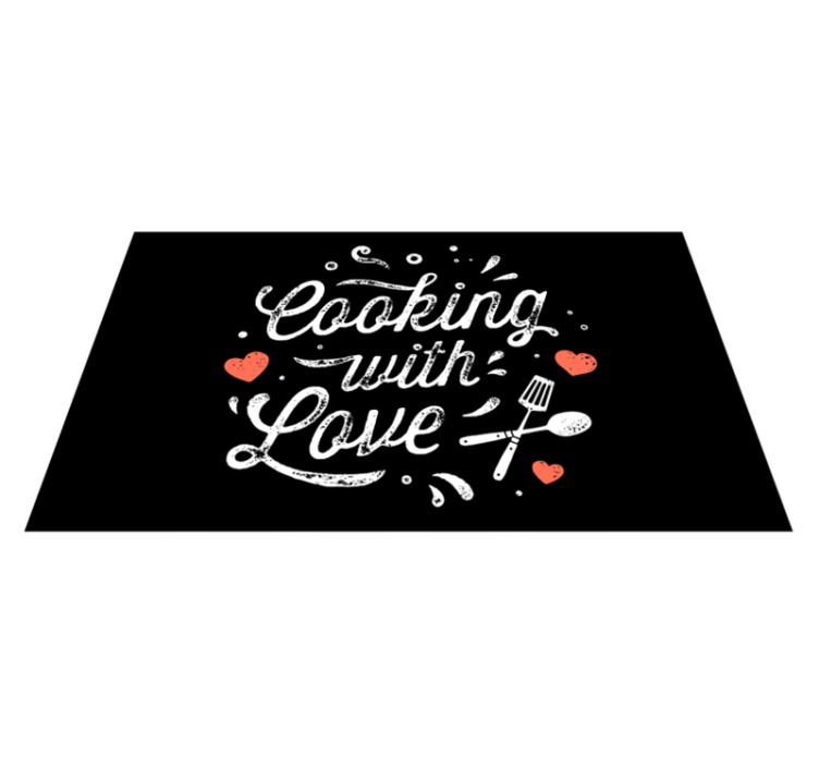 Tapis vinyle citation histoire d'amour en cuisine - TenStickers