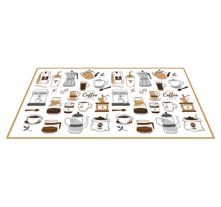 Tapis cuisine les essentiels du café - TenStickers